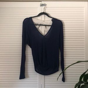 Navy blue long sleeve with, bow and low back